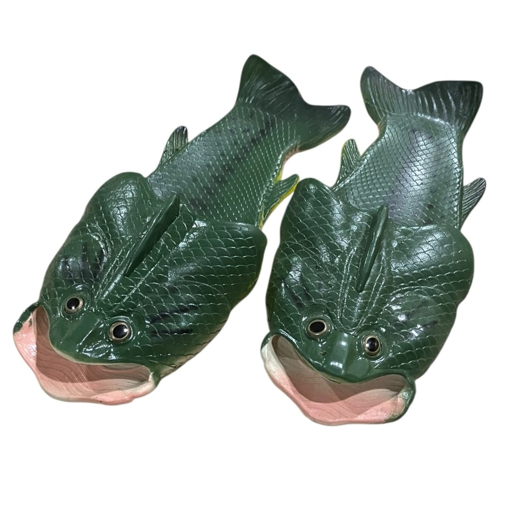 Novelty Bass Fish Flip Flops Sandals Slides Men's Size 10-10.5